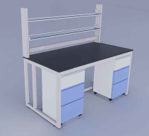 single sided laboratory workbenches with cabinets (width 175 – 185 cm) without sink